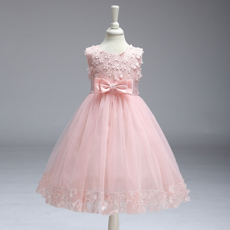Robe de princesse en satin tulle pour filles tenue de concours de beauté de mariage de bal