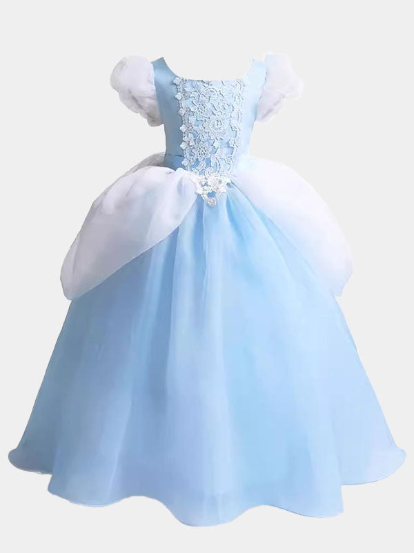 Robe de princesse trapèze bleu pour filles de fleur pour robe de mariage pour enfants