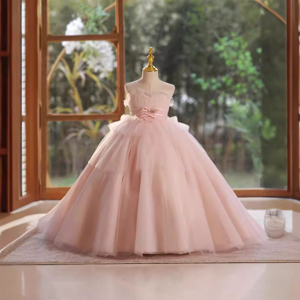 Robe de princesse élégante rose pour filles mariage robe tutu pour enfants