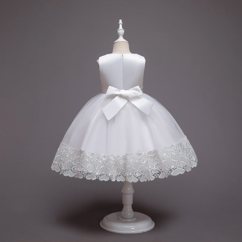 Robe de demoiselle d'honneur formelle avec nœud en tulle robe de princesse trapèze pour mariage