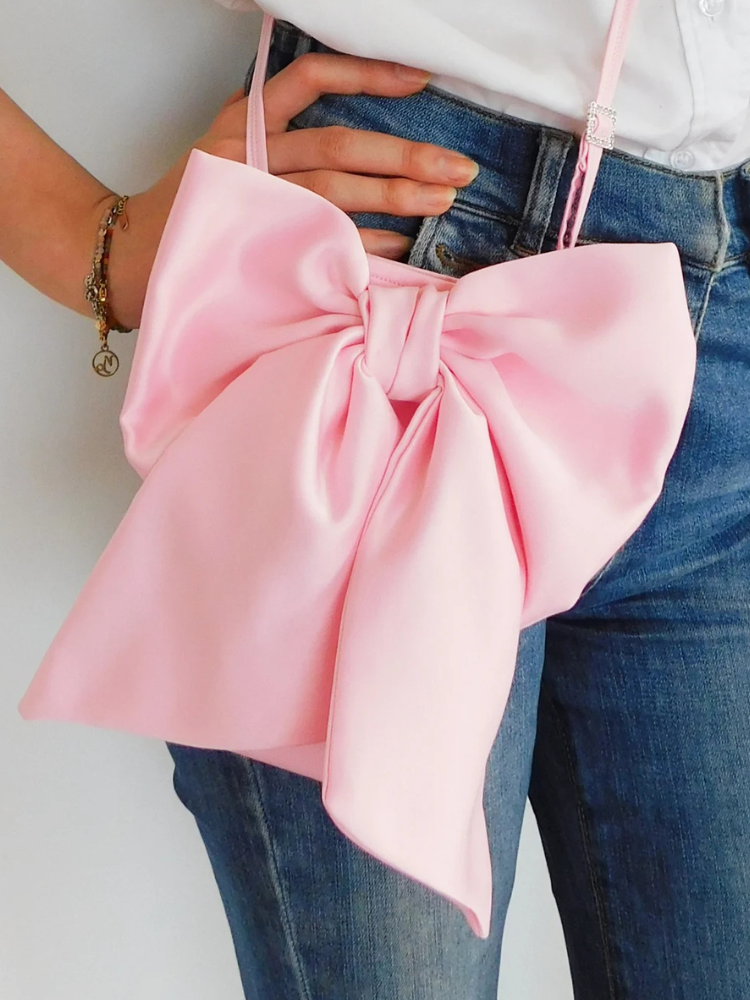 Sac bandoulière en satin avec nœud sac de soirée à bandoulière sac banane sac à main pour téléphone portable petit