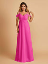 Robe longue en mousseline de soie épaules dénudées col en V