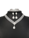 ensemble de bijoux en strass - collier, bracelet, boucles d'oreilles pour femme dit fête de mariage