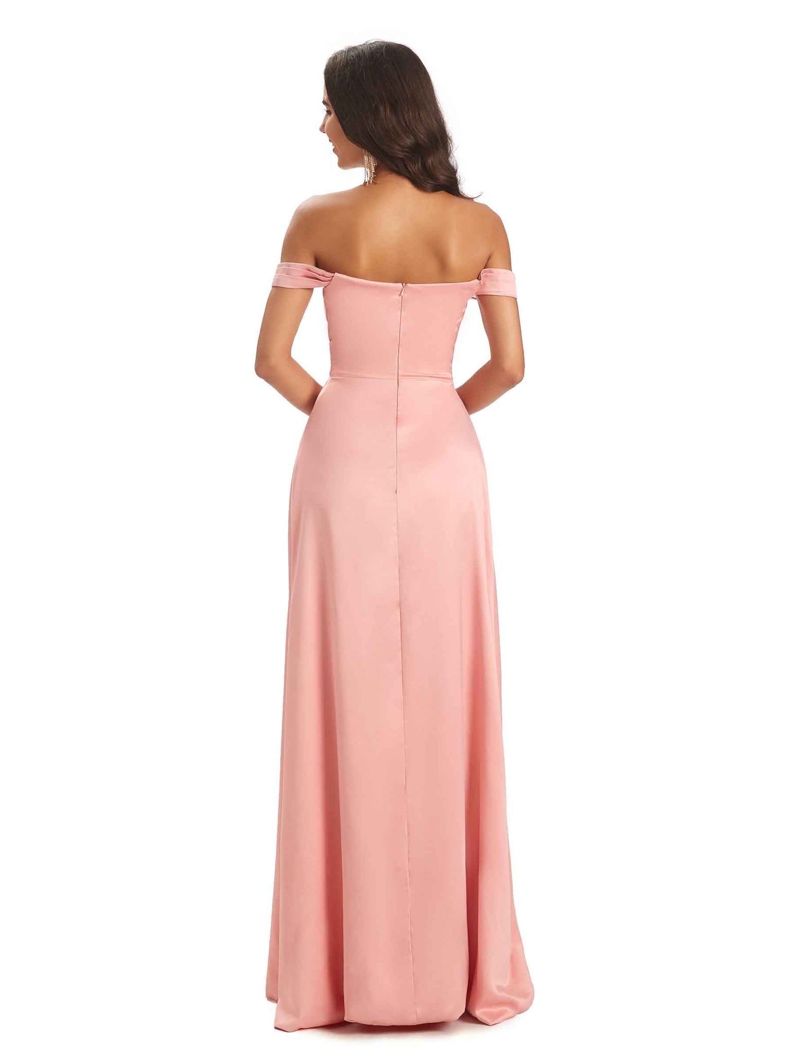 Robes demoiselle d'honneur longues sexy satin doux fente hor l'épaule Rougir robe cocktail