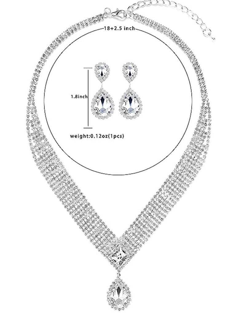 ensemble de bijoux en strass - collier, bracelet, boucles d'oreilles pour femme dit fête de mariage