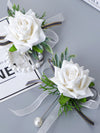 Mori Rose Bride and Groom Wrist Flower Brooch Wedding Sisters Group Hand Flower Groomsmen Group Corsage, CG61480