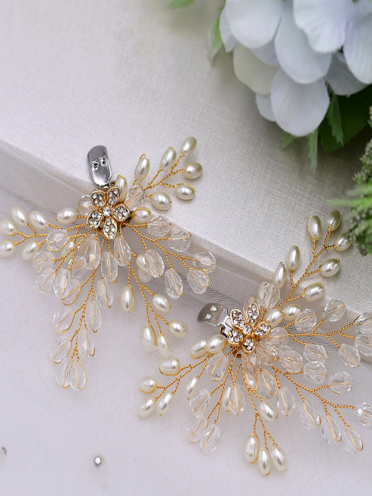 Sparkly Wedding Shoes Accessories Pearl Crystal Handmade Shoe Buckle, Prom Party,HX10