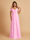 Robe longue en mousseline de soie épaules dénudées col en V