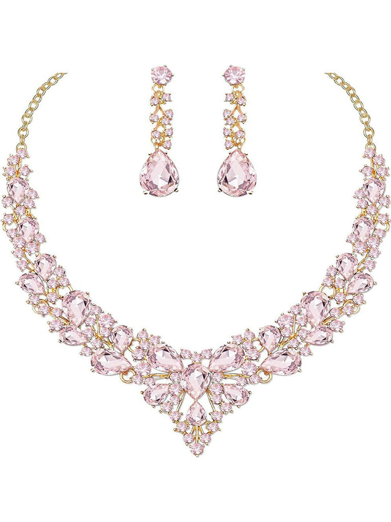 Ensemble de bijoux de mariée en cristal en forme de larme, collier et boucles d'oreilles pour mariage de femme