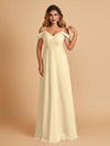 Robe longue en mousseline de soie épaules dénudées col en V