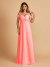 Robe longue en mousseline de soie épaules dénudées col en V
