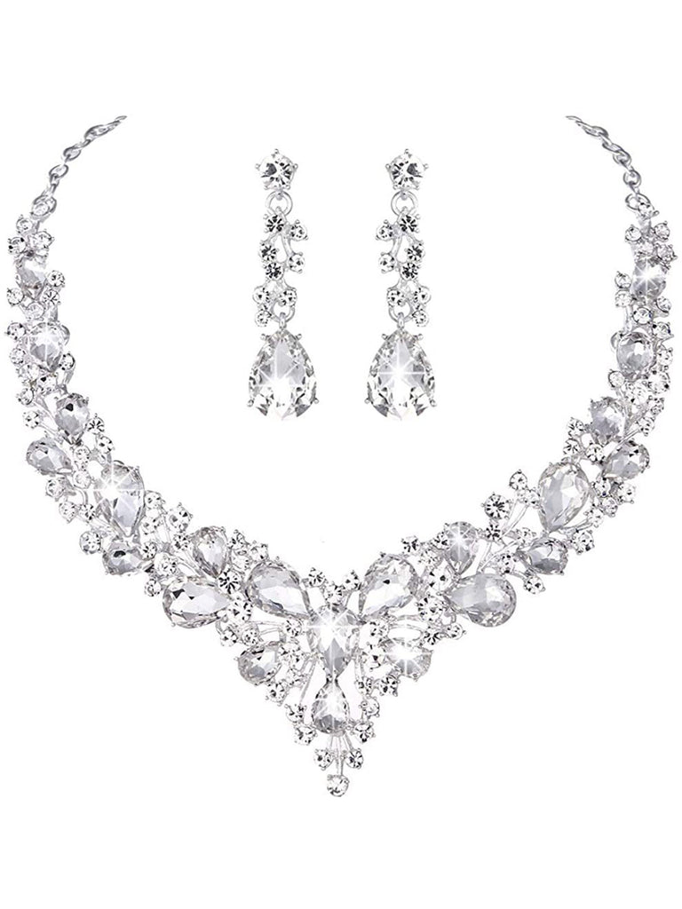 ensemble de bijoux en forme de larme de cristal de mariée collier et boucles d'oreilles pour femmes mariage