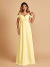 Robe longue en mousseline de soie épaules dénudées col en V