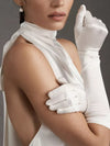 Elegant Elbow Satin Simple Satin Long Bridal Gloves, VM22