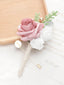 New Wedding Men Boutonniere Groomsman Brooch Mori Flowers Green Leaves, CG6693