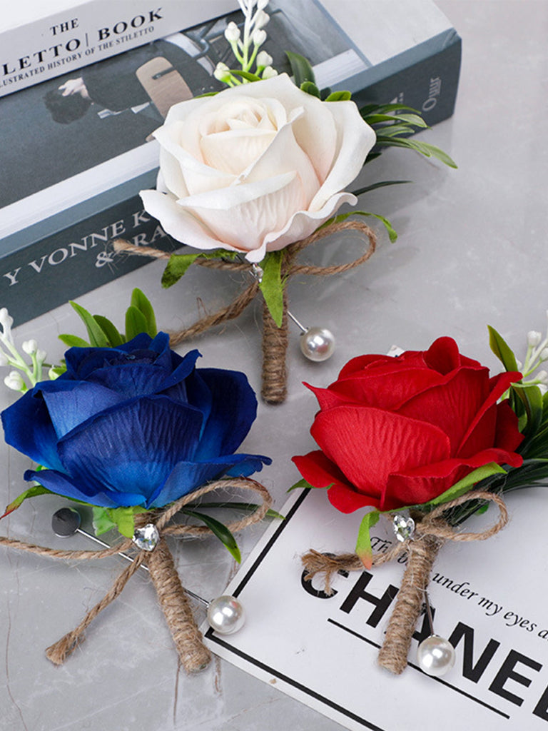 New Rose Corsage Wedding Men Groomsmen Brooch Outdoor Party Decoration, CG6688