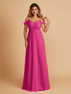 Robe longue en mousseline de soie épaules dénudées col en V