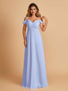Robe longue en mousseline de soie épaules dénudées col en V