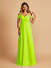 Robe longue en mousseline de soie épaules dénudées col en V