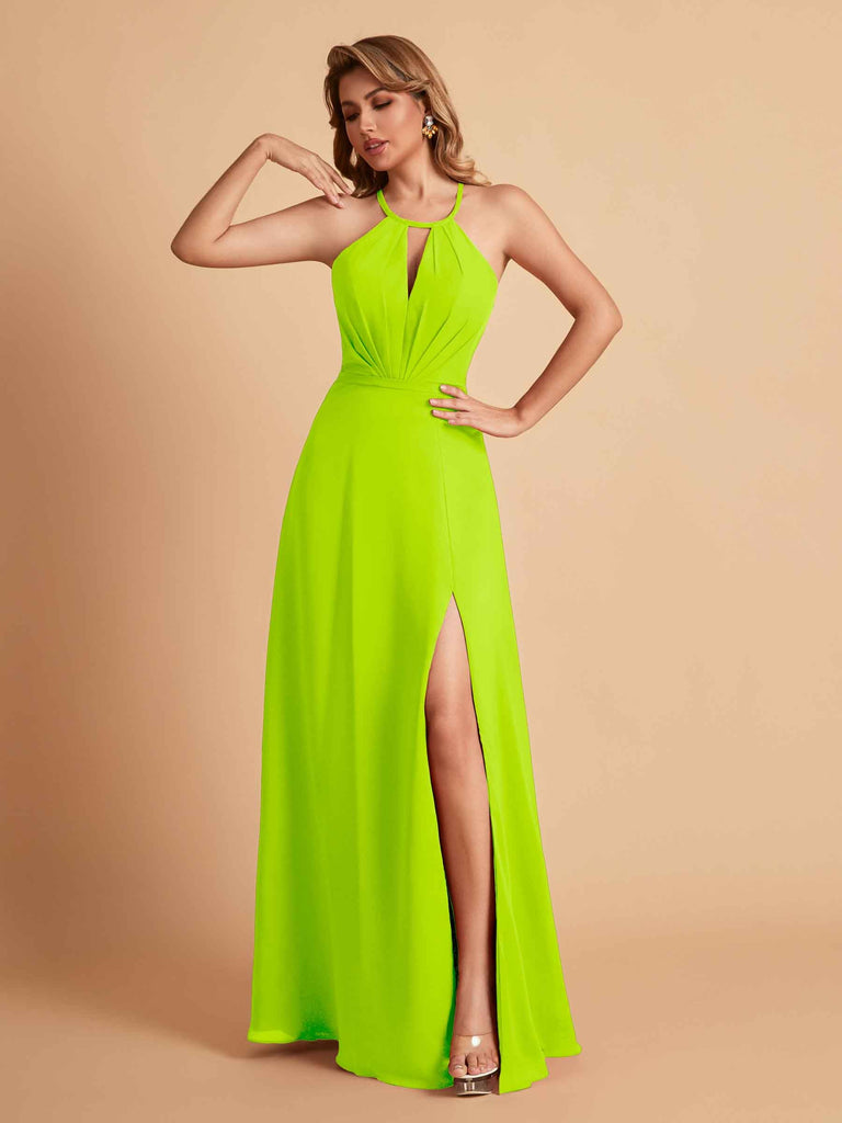 Robe de demoiselle d'honneur élégante en mousseline de soie dos nu