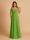 Robe longue en mousseline de soie épaules dénudées col en V