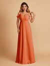Robe longue en mousseline de soie épaules dénudées col en V