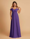 Robe longue en mousseline de soie épaules dénudées col en V