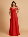 Robe longue en mousseline de soie épaules dénudées col en V