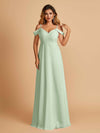 Robe longue en mousseline de soie épaules dénudées col en V