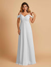 Robe longue en mousseline de soie épaules dénudées col en V