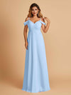 Robe longue en mousseline de soie épaules dénudées col en V