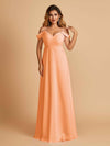 Robe longue en mousseline de soie épaules dénudées col en V
