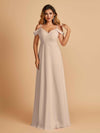 Robe longue en mousseline de soie épaules dénudées col en V