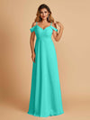 Robe longue en mousseline de soie épaules dénudées col en V