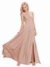 Robe sexy en mousseline de soie décolleté en V profond longueur au sol