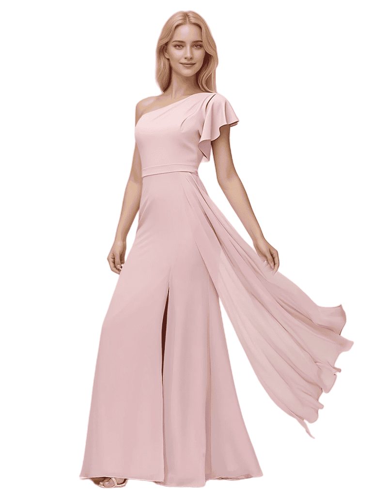 Robe Froncée en Mousseline à Dos Nu avec Manches Flottantes