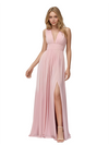 Robe longue en mousseline de soie décolleté en V profond sexy