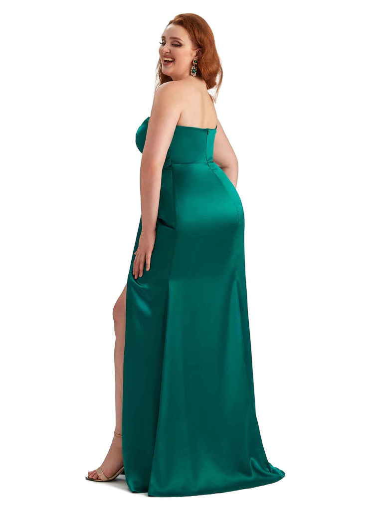 Robe de demoiselle d'honneur sexy épaule dénudée fente longue grande taille