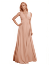 Robe sexy en mousseline de soie décolleté en V profond longueur au sol