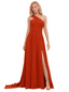 Robe de demoiselle d'honneur longue en mousseline de soie asymétrique et sexy