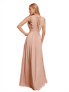 Robe sexy en mousseline de soie décolleté en V profond longueur au sol