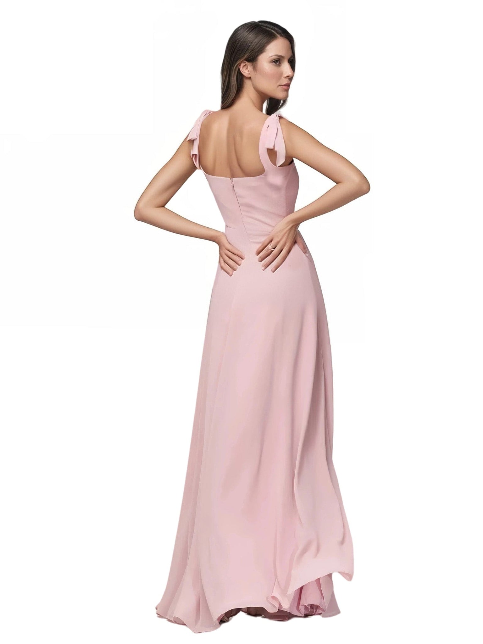 Robe Spaghetti Bretelle Scoop Mousseline Robes Avec Fente