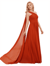 Robe de demoiselle d'honneur longue en mousseline de soie asymétrique et sexy