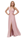 Robe longue en mousseline de soie décolleté en V profond sexy