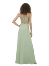 Robe longue en mousseline de soie coupe trapèze sans manches dos nu