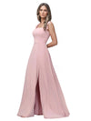 Robe Spaghetti Bretelle Scoop Mousseline Robes Avec Fente