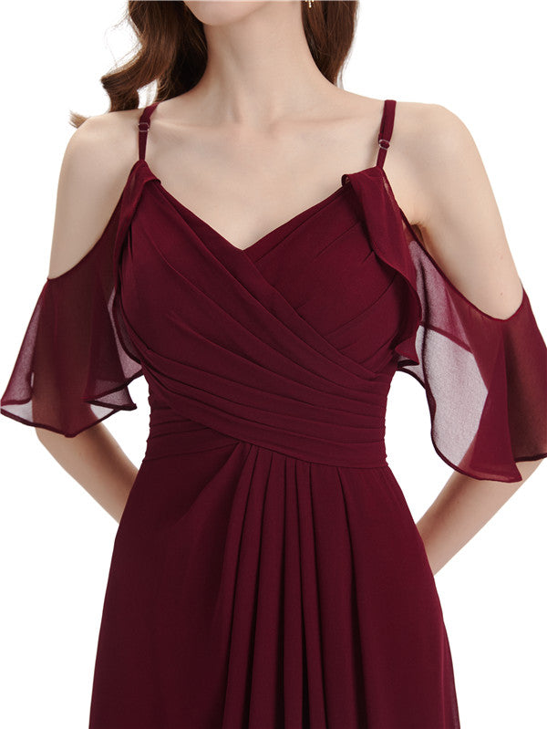 Robes de demoiselle d'honneur longues et élégantes à épaules dénudées