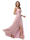 Robe Spaghetti Bretelle Scoop Mousseline Robes Avec Fente
