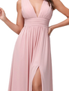 Robe longue en mousseline de soie décolleté en V profond sexy