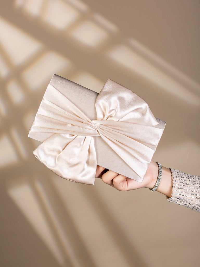 Pochettes à nœud pour femmes sac de soirée formel vintage en satin pour fête de mariage